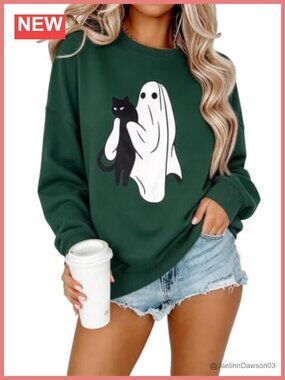 UNIQUEONE Halloween Sweatshirt Women's Spooky Season Ghost Pullover